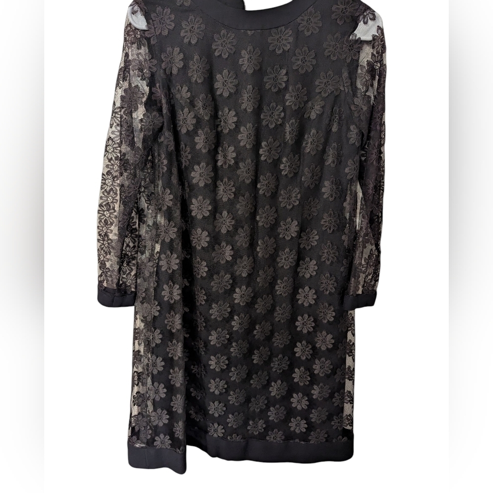 Vintage,Pixi By Sue Webb,1960's Black Floral Long Sleeve Dress, Size Xs-s